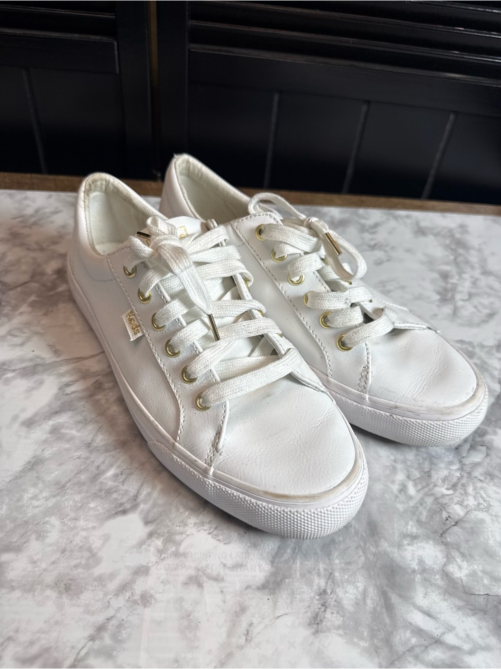 Keds White Low-Top Sneakers with Gold Eyelets